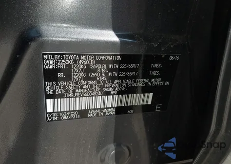 2016 Toyota Rav4 Hybrid Xle from USA, damaged, VIN JTMRJREV5GD048240